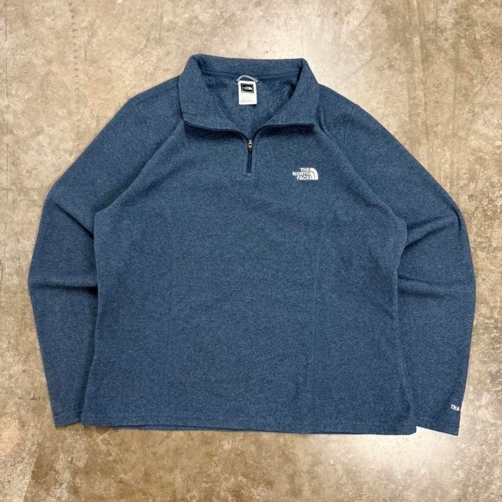 Women's The North Face TKA 100 Blue Quarter Zip Fleece Pullover Size L